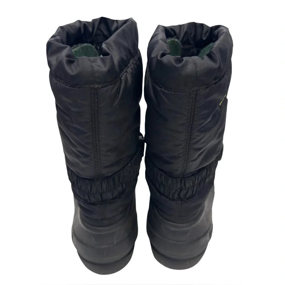 Sorel Kids Flurry Snow Boots Black & Chartreuse Waterproof & Insulated Sz 13